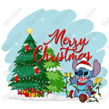 Lilo & Stitch Christmas T Shirt Iron on Transfer Decal #4A