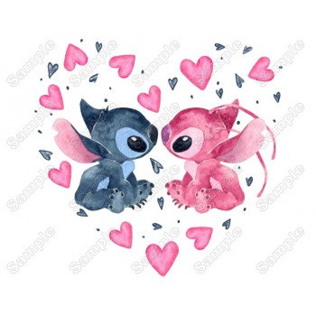 Valentine Lilo and Angel  Iron on Transfer  Decal 