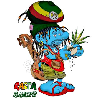 Marijuana Rasta Smurf  T Shirt Iron on Transfer Decal #2