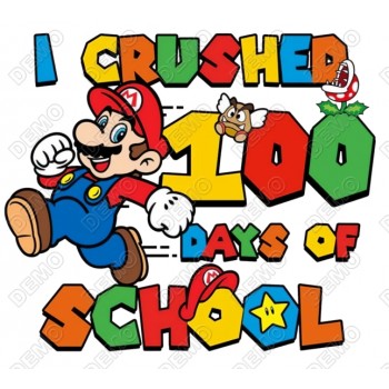 100 Days of School Mario T Shirt Iron on Transfer Decal 