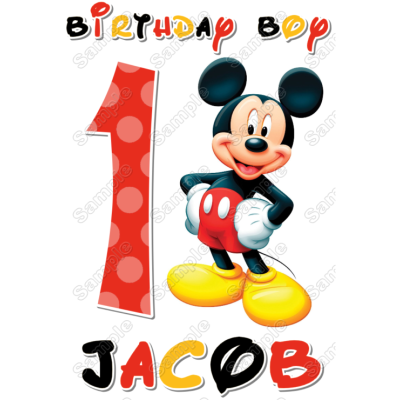 Mickey Mouse  Birthday  Personalized  Custom  T Shirt Iron on Transfer Decal