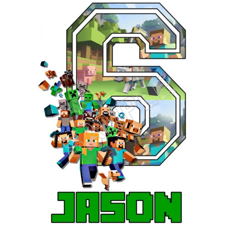 Minecraft  Birthday  Personalized  Custom  T Shirt Iron on Transfer Decal #1