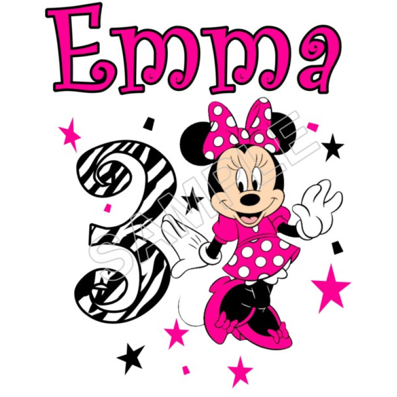 Minnie Mouse Zebra  Birthday Personalized Custom T Shirt Iron on Transfer Decal #107