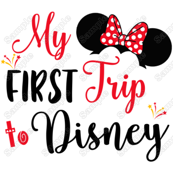 My  First Trip to Disney Vacation  Minnie  Mouse  Girl  T shirt Iron on Transfer