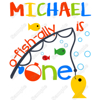 O-fish-ally One  Birthday  Personalized  Custom  T Shirt Iron on Transfer Decal 