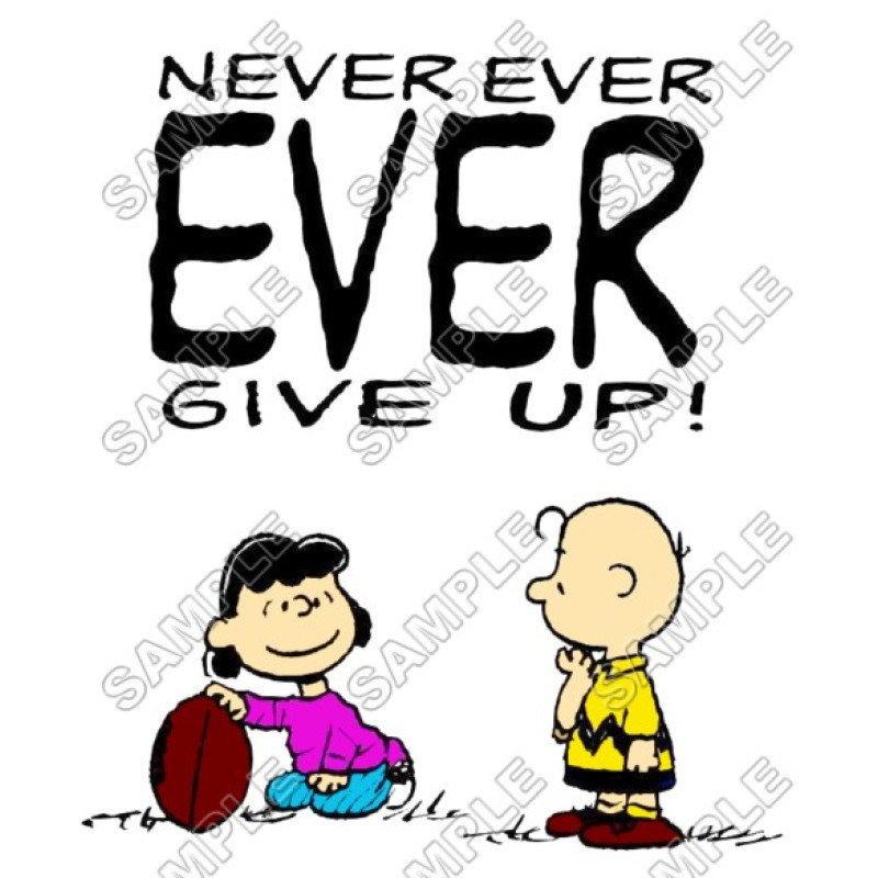 Peanuts, Snoopy, Charlie Brown  ~ Never Ever Give Up ~  T Shirt Iron on Transfer Decal #8