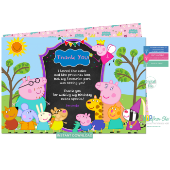 Peppa Pig Birthday Invitation Personalized George Pig  Digital Editable PDF + Free Thank You Card