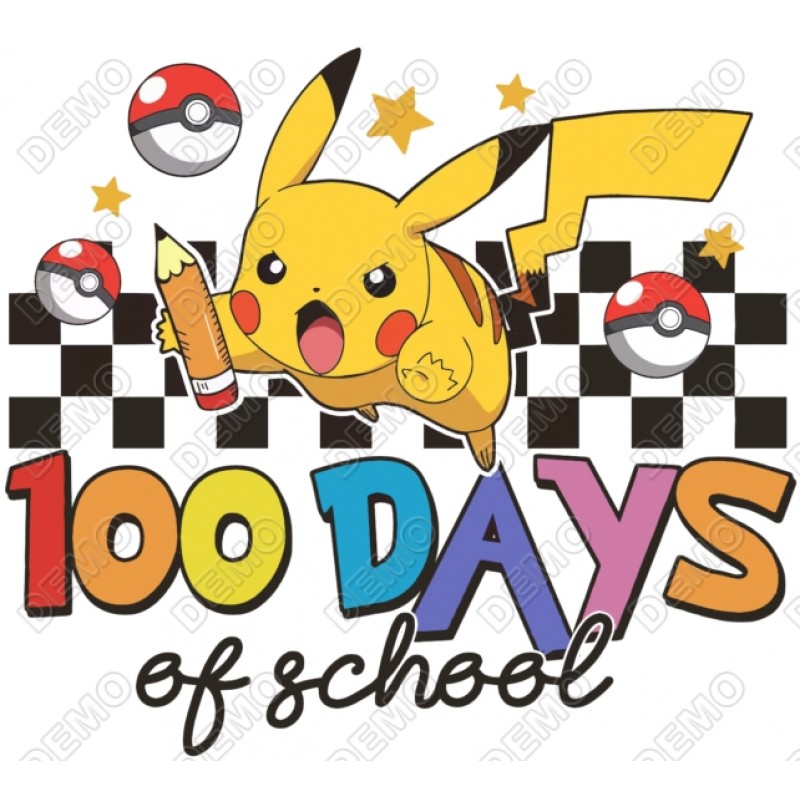 100 Days of School Pokemon T Shirt Iron on Transfer Decal