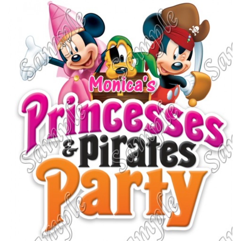 Princesses  and Pirates Party  Mickey Mouse  Personalized  Custom  T Shirt Iron on Transfer Decal #38