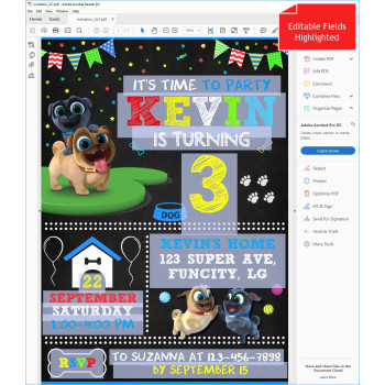 Puppy Dog Pals Birthday Party  Invitation Boy  Instant Download Digital Editable PDF + Free Thank You Card