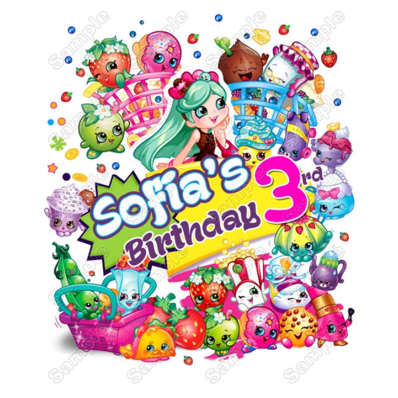 Shopkins Birthday  Personalized  Custom  T Shirt Iron on Transfer Decal #1