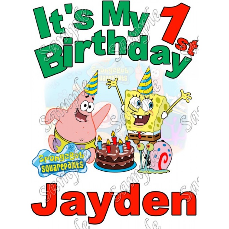 SpongeBob  Birthday  Personalized  Custom  T Shirt Iron on Transfer Decal #6