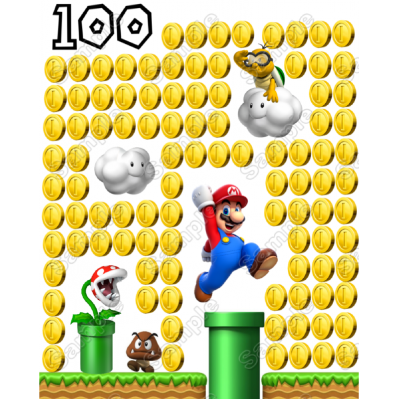 Super Mario 100 Coins T Shirt Iron on Transfer Decal