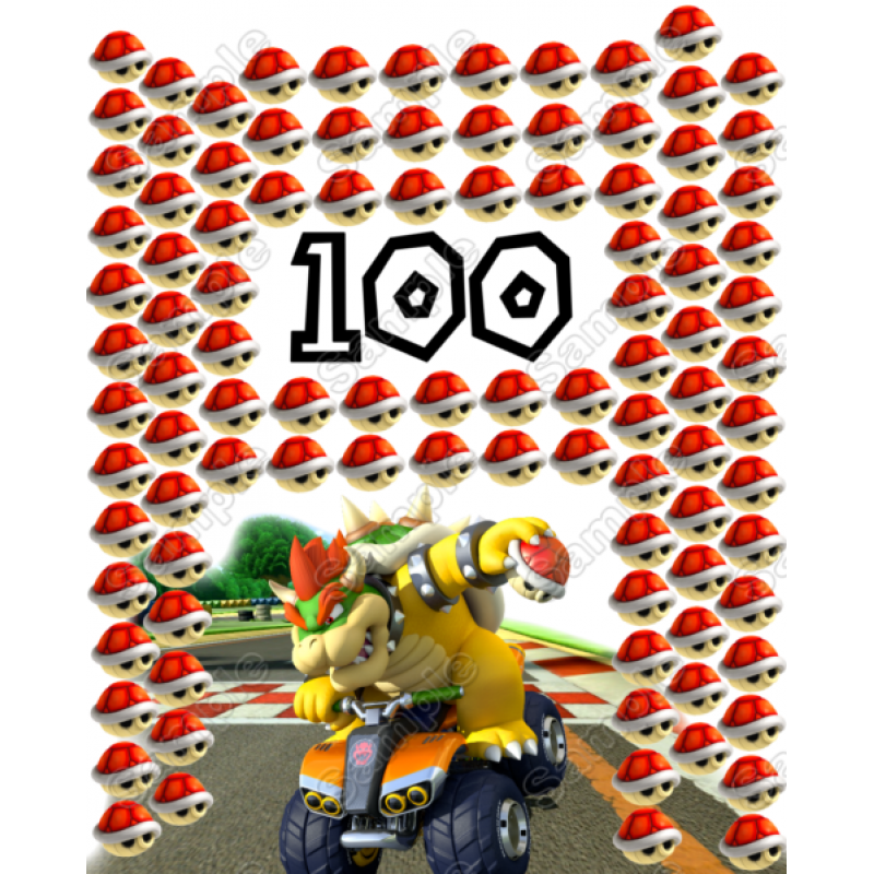 Super Mario Bowser 100 Shells T Shirt Iron on Transfer Decal