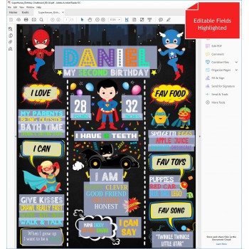 Superhero Birthday Chalkboard Superhero Signs Avengers  Party Decorations Editable PDF