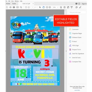 Tayo Little Bus Birthday Personalized Party  Invitation  Instant Download  Editable PDF 