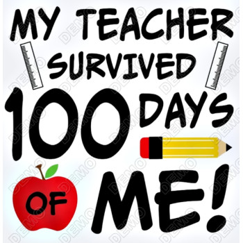 Teacher Survived 100 Days of Me T Shirt Iron on Transfer Decal 