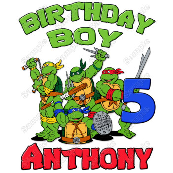  TEENAGE MUTANT NINJA TURTLES TMNT Birthday  Personalized  Custom  T Shirt Iron on Transfer Decal #2