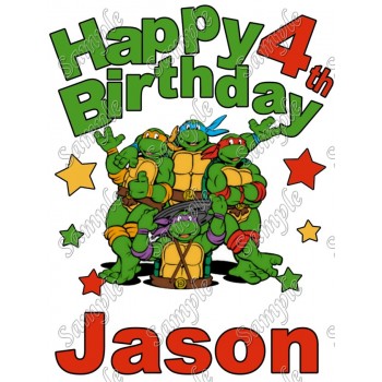 Teenage Mutant Ninja Turtles TMNT  Custom  Birthday T Shirt Iron on Transfer Decal #1