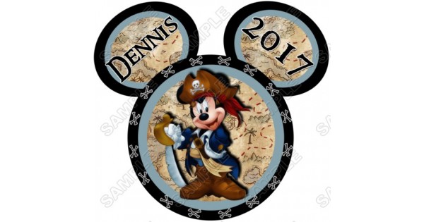 Disney Vacation Mickey Mouse Pirate Personalized Custom T Shirt Iron on  Transfer Decal #28