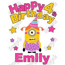 Despicable me Minion   Birthday  Personalized  Custom  T Shirt Iron on Transfer Decal #40