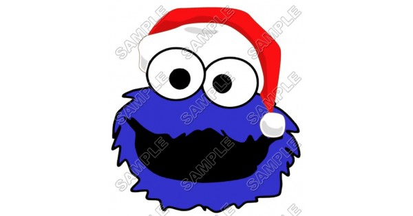 Cookie Monster Santa Christmas T Shirt Iron on Transfer