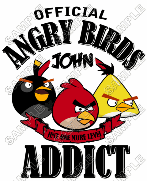 Angry Birds Addict Birthday  Personalized  Custom  T Shirt Iron on Transfer Decal #15