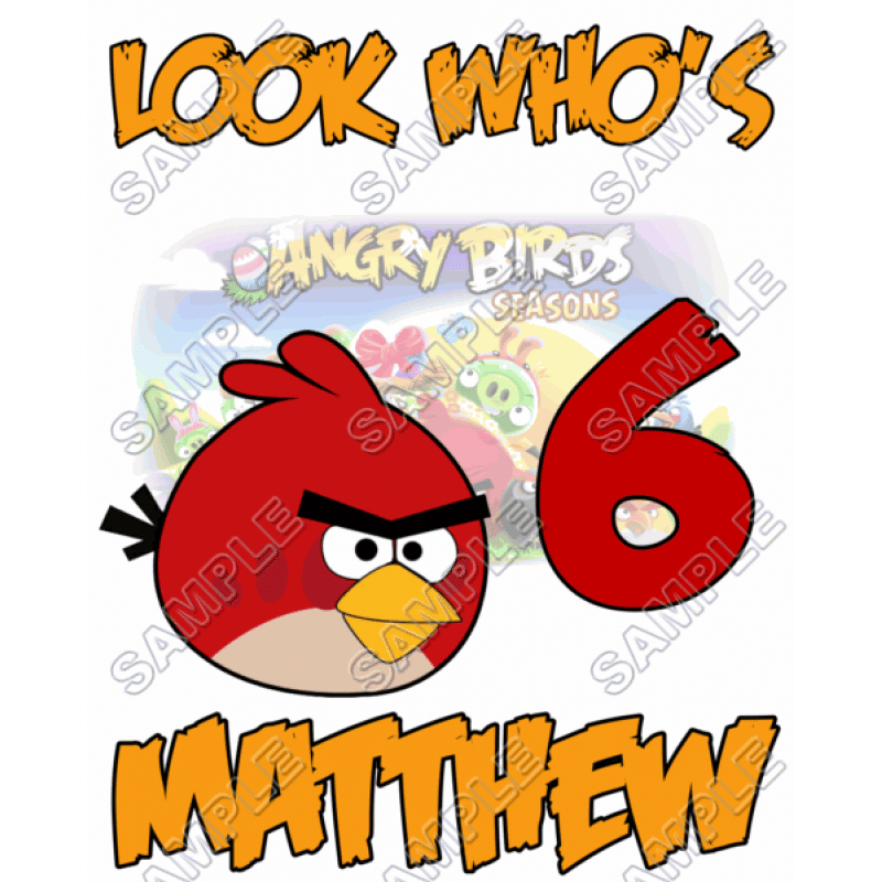 Angry  Birds  Birthday  Personalized  Custom  T Shirt Iron on Transfer Decal #16